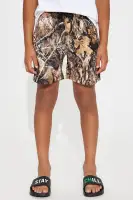 Mini Brown Tree Camo Montez Stretch Swim Trunk