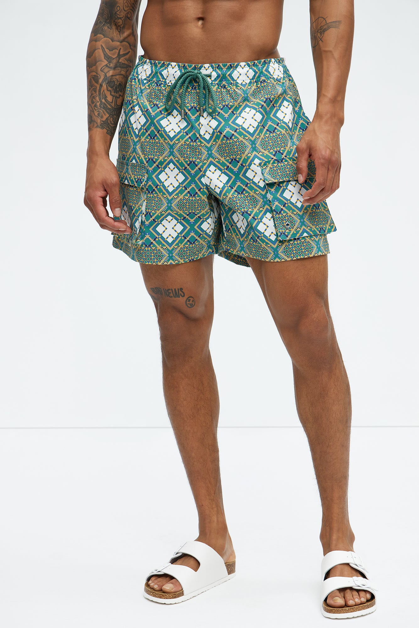 Adios Geometric Cargo Swim Trunk