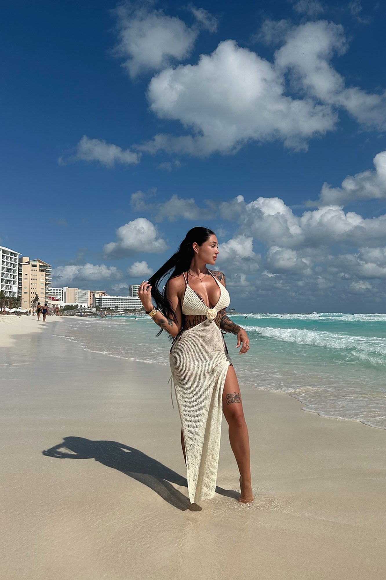 Summer Chic Rosettes Crochet Cover Up Maxi Dress